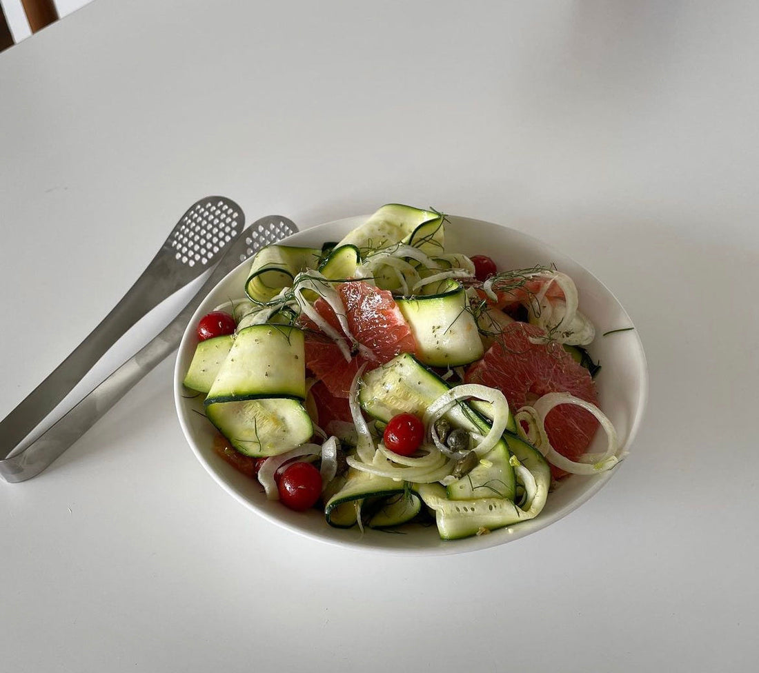 Greek salad served with Greek olive oil from Australia